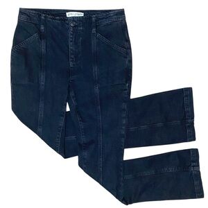 Free People Women's Washed Black Boho Denim Slim Flare Trouser Jeans Sz 27